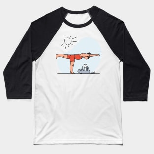 YOGA WITH CAT ILLUSTRATION Baseball T-Shirt